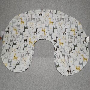 Boppy Nursing Pillow Slipcover White Yellow Grey Giraffe Print Replacement Case